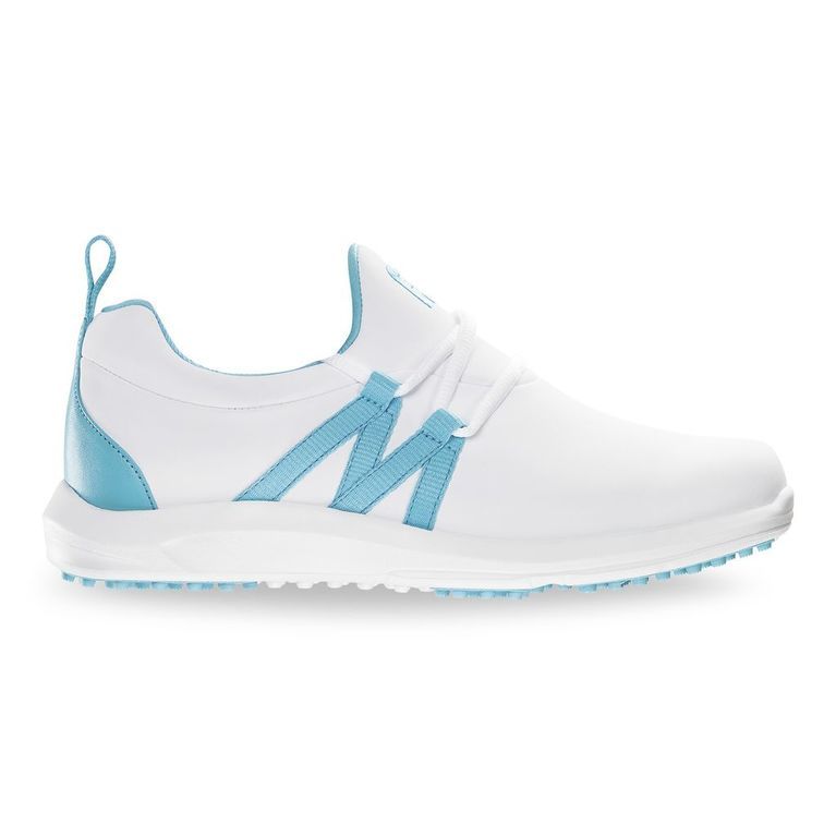 Shoes FootJoy Leisure Slip On Women's Golf Shoe - White/Blue FootJoy Picture